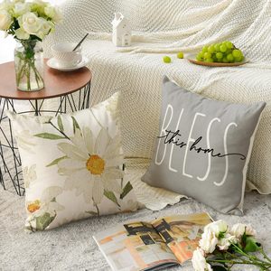 4 ensembles de coussins et taies d'oreiller à fleurs Sweet Home printemps/été, 18 * 18 pouces, housses de <span class=keywords><strong>coussin</strong></span> de <span class=keywords><strong>canapé</strong></span> <span class=keywords><strong>gris</strong></span> - Product Image 3