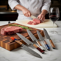 Couteau de cuisine professionnel Gyuto 8 pouces en acier VG10, manche octogonal en résine époxy durable, lame de chef en acier Damas ultra-affûtée