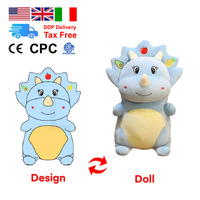 Jouet dragon en peluche personnalisé du fabricant, jouet réaliste en peluche avec ailes, cornes et détails brodés