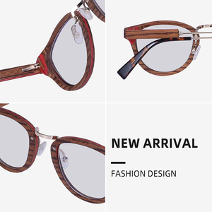 Gafas de Madera de Zebra de Moda 2024, Lentes Marrones Personalizadas con Bloqueo de Luz, Montura Redonda, Ecológicas - Product Image 5