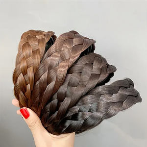 Perruque pour femme, cheveux naturels, bandeau tressé, large bord antidérapant, perruque tressée - Product Image 1