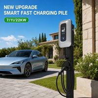 Borne de recharge murale pour véhicules électriques 22 kW Type 2, triphasée 32A AC, compatible OCPP 1.6, WiFi, 4G, IP55, usage commercial, montage mural