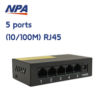 Switch Ethernet de Escritorio Metálico Apilable ANPA de 5 Puertos 10/100Mbps, QoS, Plug and Play, para Hogar, Oficina, Cámara IP, Capacidad de 1.0Gbps, 2 Años de Garantía