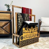 Support en bois pour Coran et tapis de prière, cadeau élégant pour le Ramadan et l'organisation de la décoration islamique à la maison (Or)