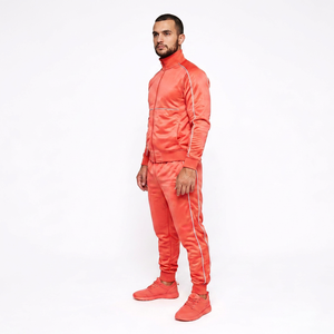 Ensemble de survêtement décontracté pour homme : veste zippée intégrale et pantalon de jogging assorti avec détails passepoilés - Product Image 1