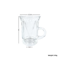 Tasse à thé arabe turque en verre avec poignée, logo personnalisé OEM ODM, mug à café gaufré, lot de 6 pièces sans plomb ni BPA, coffret cadeau pour hôtel