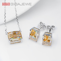 GIGAJEWE Boucles d'oreilles en or blanc 9K/14K/18K 6*8mm 2.5CT Pixel Cut Champagne Color Push Back Moissanite Earrings ,Pixel Stud Earrings