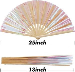 Exclusive Lucid Warrior Fluid Fantasy Iridescent Festival PVC Custom Bamboo Hand Fan - Product Image 2