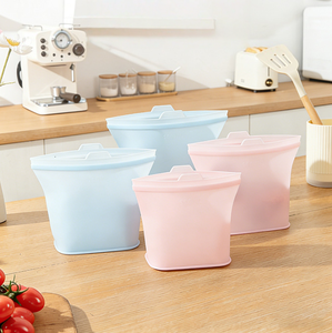 Saco Reutilizável de Silicone de Grau Alimentício Personalizável e Durável com Fecho Zip para Armazenamento na Cozinha, <span class=keywords><strong>Freezer</strong></span> e Lava-Louças - Product Image 4