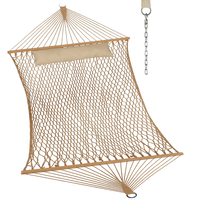 JoyView Hammock Tali Tradisional - Hammock Katun Tenun Tangan dengan Batang Penyangga Kayu Keras dan Bantal Kapasitas 450lb untuk Luar Ruangan