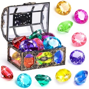 10 Juguetes <span class=keywords><strong>de</strong></span> Buceo con Diamantes Grandes y Coloridos con Cofre del Tesoro, Juguetes <span class=keywords><strong>Pirata</strong></span> Sumergibles para Niños Pequeños, Fiesta en la Piscina - Product Image 1