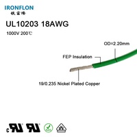 Cable de Alta Tensión con Aislamiento FEP, Cable Eléctrico UL10203 18AWG, Cable de Cobre Puro Trenzado Niquelado, Cable Automotriz