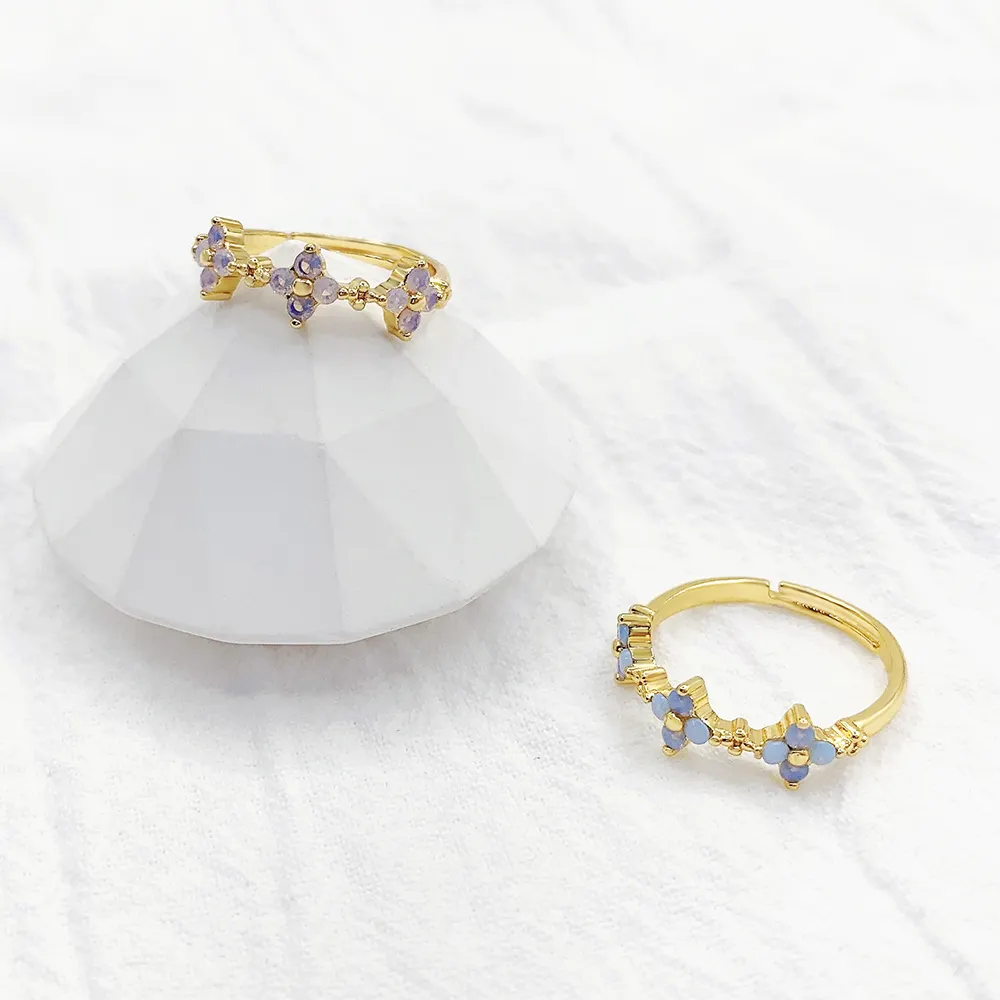 Nhà Máy Giá Hợp thời trang hoa Shape Opal vòng 18K mạ vàng trang sức nhẫn đối với phụ nữ