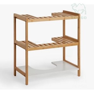 Bamboo 3-Tier <b>Bathroom</b> <b>Shelves</b> Versatile Organizer Rack With White Sink Wooden Storage <b>Shelf</b> for <b>Bathroom</b> Under Sink <b>Shelves</b> - Product Image 3