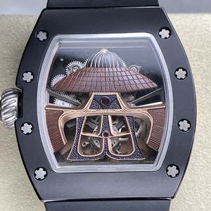 Reloj Tourbillon Samurai de Cerámica Negra para Hombre, Reloj Mecánico de Lujo con Esqueleto y Correa de Goma Negra - Product Image 4