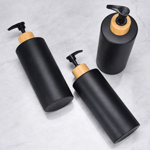 ขวดปั๊มพลาสติกแบบเติมได้สุดหรูพร้อมปลอกไม้ไผ่ธรรมชาติสำหรับบรรจุภัณฑ์แชมพูและครีมนวดผม - Product Image 1