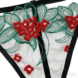 Комплект женского кружевного нижнего белья с вышивкой и цветами - Product Image 4