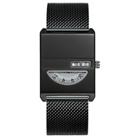 Montre-bracelet pour homme avec affichage unique des heures sautantes, boîtier carré plaqué or, bracelet en acier maillé, montre à quartz tendance, personnalisation du logo prise en charge