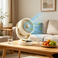 Ventilateur de table rechargeable Glacial Tech Ice Crystal Air Circulator à 6 vitesses avec écran LED et lumière d'ambiance pour chambre d'hôtes