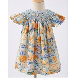 Vestido Vintage con Estampado Floral y Escote Redondo para Bebés Niñas - Ropa de Verano de Algodón Suave para Niños Pequeños al por Mayor de Vietnam - Product Image 1