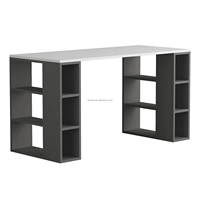 Bureau d'ordinateur moderne en bois avec 6 étagères de rangement, bureau debout pour le bureau à domicile, l'étude