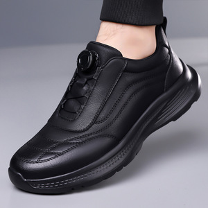 Zapatos de Cuero para Hombre, Punta Redonda, Cierre de Hebilla, Color Blanco Hueso, Suela Suave, Deportivos, Casuales, para Viajar y Correr - Product Image 4