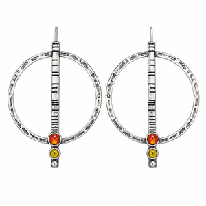 Orecchini creativi con dettagli colorati a cerchio grande e texture particolare, regalo di gioielli vintage da donna - Product Image 1