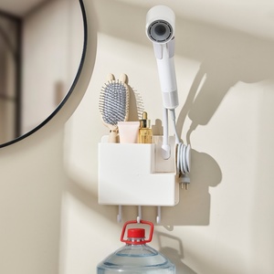 No-Drill Organizer Lazy Hair Dryer Multifunctional Holder Wall Mounted Storage <b>Rack</b> for Bathroom, Vanity & Washroom - Product Image 5