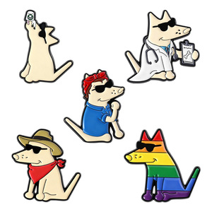 可爱彩虹太阳镜狗医生 LGBT 风格胸针软珐琅徽章珠宝礼物 - Product Image 6