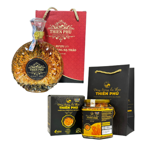 Premium Health Gift for Holidays Phu An Khang Luxury Gift Set Featuring Cordyceps <b>Wine</b>, Cordyceps Sinensis 15g and <b>Red</b> Dates - Product Image 2