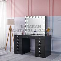 Meuble de toilette moderne très vendu pour salle de bain, chambre et appartement, avec grand miroir éclairé, panneau LED RGB, rangement, écologique