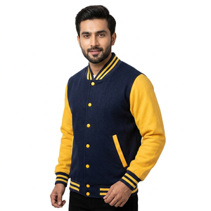 Men And Women Varsity Jacket <b>Wool</b> Body Genuine Leather Sleeves <b>Quilted</b> Inner Lining Classic Bomber Fit For Everyday Streetwear - Product Image 1