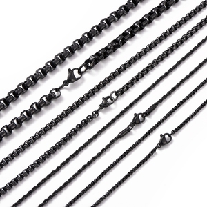 Schwarze Box-Kette Edelstahl-Halskette <span class=keywords><strong>24</strong></span> Zoll Klassisch Unisex 2-6MM Jubiläumsschmuck - Product Image 2