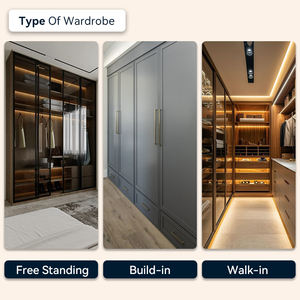 Armadio Moderno Grigio Personalizzabile Estensibile Autoportante con Asta Appendiabiti, Ampio Spazio di Archiviazione in Truciolato, Stile Legno per Camera da Letto - Product Image 2