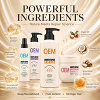 Coffret de soins capillaires réparateurs Private Label Smooth Repair : shampoing à la kératine, après-shampoing, masque capillaire, spray sans rinçage pour cheveux abîmés, secs et crépus