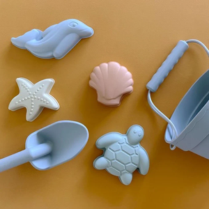 Đồ chơi cát Silicone với túi lưới đóng gói xô xẻng với các loại khuôn cát đồ chơi trẻ em Bộ Quà Tặng unisex bãi biển Ngoài trời chơi trò chơi - Product Image 2