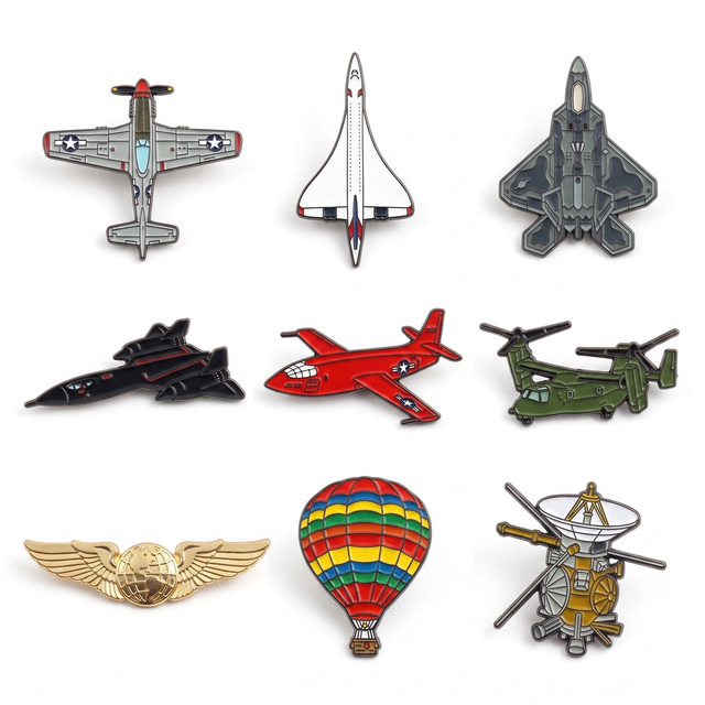 Custom Wholesale  Logo Aircraft Shape Aviation Gifts Flight Wing Airbus Brooch Pin Badge Metal Airplane Fighter Jets Lapel Pin