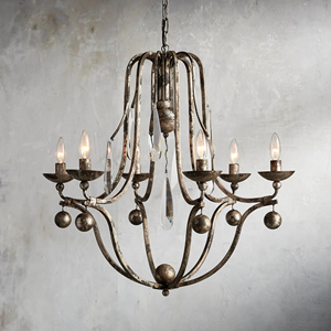 ARHAUS Lighting Design Lustre Bonita en fer vintage vieilli et cristaux <span class=keywords><strong>de</strong></span> verre italien - Product Image 2