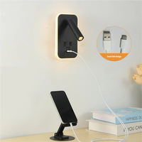 Lampes murales LED modernes pour chambre d'hôtel, angle réglable, double charge USB type-A/type-C, éclairage de chevet compatible
