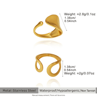 Edelstahl-Mode-Ring mit breiter Öffnung, ausgehöhltes Design, klobiger Stil, 18K vergoldet, anlaufgeschützt, geometrischer Wellenring
