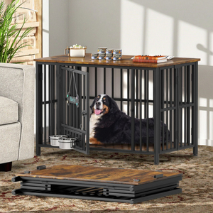 Mangkuk anjing kayu lipat Modern furnitur dapat diatur mangkuk nama Tag akhir meja untuk anjing besar (35-60 Lb) tidak ada perakitan ruang tamu - Product Image 4