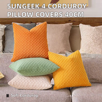 Fundas de Almohada Decorativas Sungeek de 4 Piezas, con Cierre de Cremallera, Diseño de Rayas de Pana, Estilo Boho, Suaves, para Sofá, Dormitorio, Sala de Estar