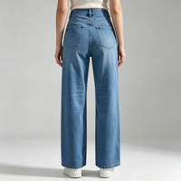 Jeans décontractés pour femmes, taille haute, jambe large, en coton et élasthanne, denim extensible, style pour les trajets quotidiens