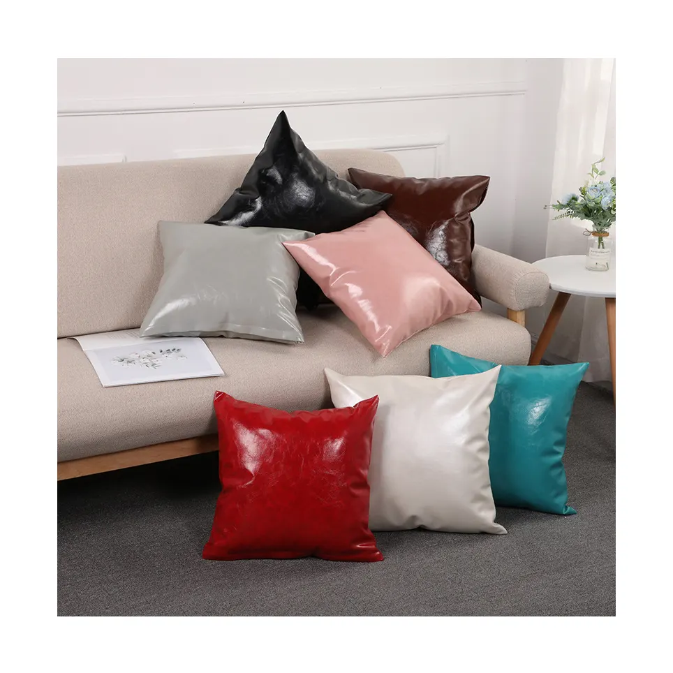 Hot Sale PU Sofa Throw Pillow Case Modern Minimalist Pillowcase Leather Cushion Cover
