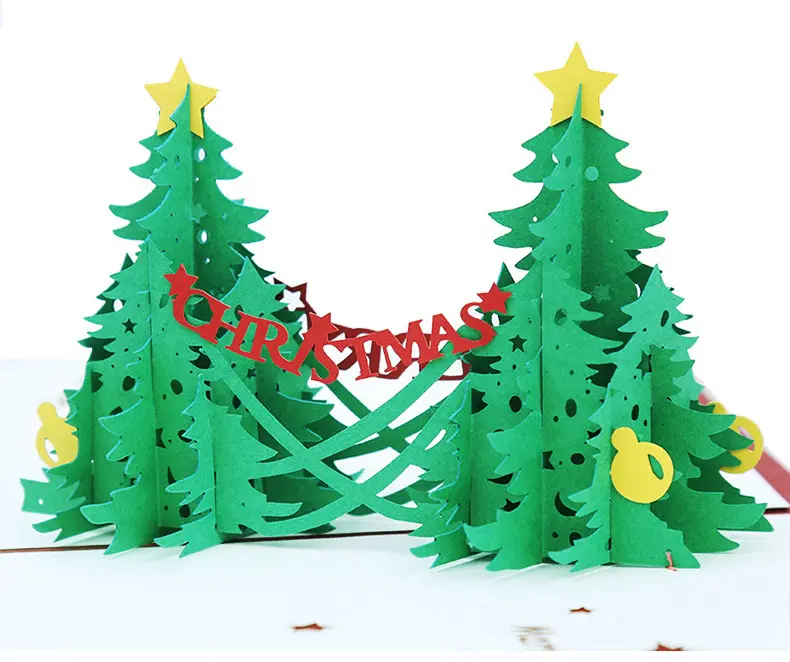 بطاقات عيد الميلاد الديكور المنبثقة الإبداعية ثلاثية الأبعاد شجرة عيد الميلاد المنبثقة بطاقات إبداعية عيد الميلاد