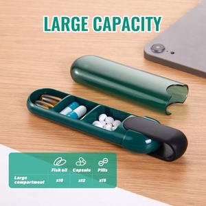 Pastillero de Viaje Ecológico de Plástico, Diseño a Prueba de Fugas, Colores Personalizados, Uso Diario, Elegante, Tamaño de Bolsillo, 3 Compartimentos Divididos - Product Image 4