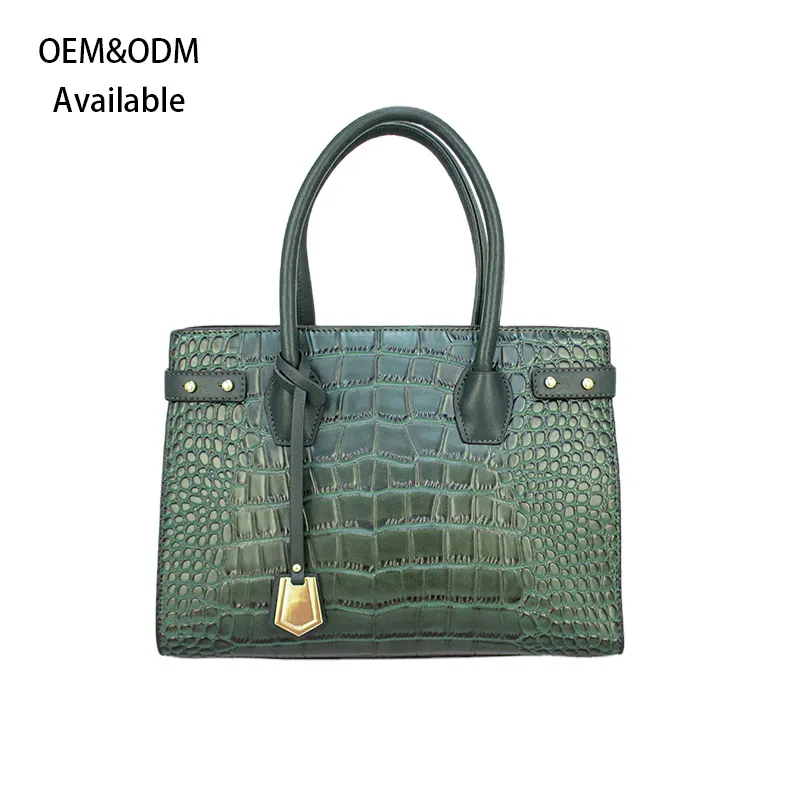 New Designer pu leather green crocodile pattern ladies handbags luxury women's shoulder crossbags 2022 the tote bag