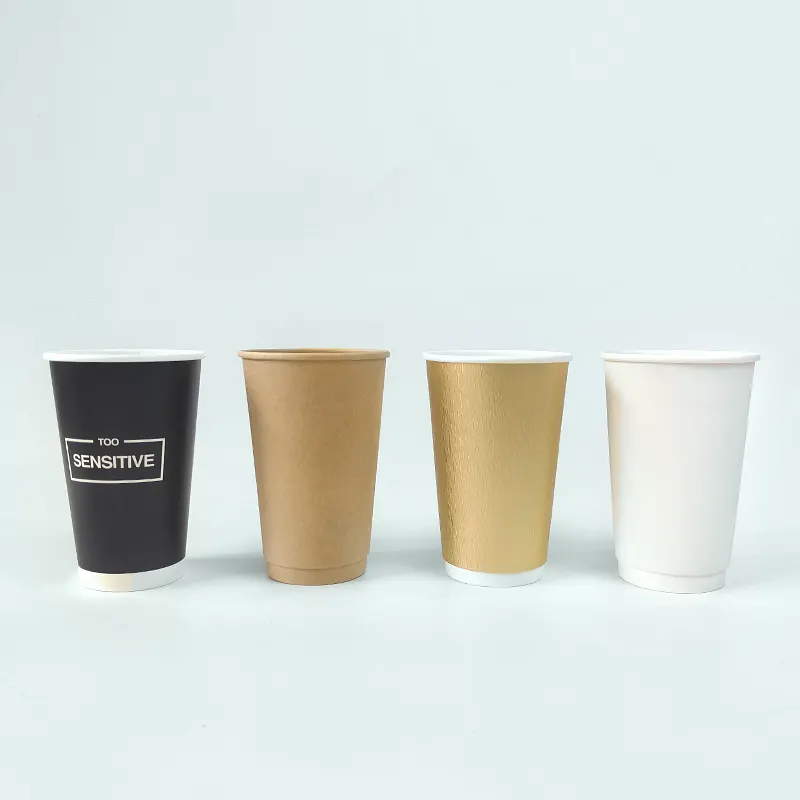 Ustomized-Tazas de café con logotipo impreso para llevar, vaso de papel de pared desechable de 7oz 8oz 16oz 22oz