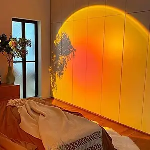 Großhandel lampe led für wohnzimmer-Halo Nachtlicht Sonnen untergang Licht, Projektor Lampe LED Boden RGB Moderne Projektion Sonnen untergang Lampe für Fotografie Wohnzimmer Schlafzimmer
