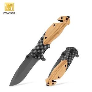 Custom Multifunction Tools Olive Wood Handle Hunting Pocket Knife Outdoor Camping Survival Tactical Folding Pocket Knife